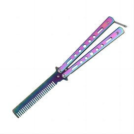 Listing 2 of 7 for 1PCS Foldable Comb Stainless Steel Butterfly Knife Comb Beard
