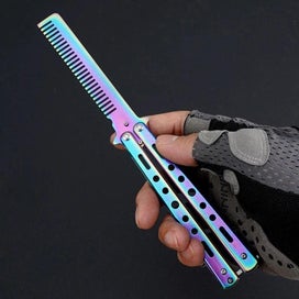 Listing 3 of 7 for 1PCS Foldable Comb Stainless Steel Butterfly Knife Comb Beard