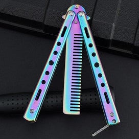 Listing 7 of 7 for 1PCS Foldable Comb Stainless Steel Butterfly Knife Comb Beard