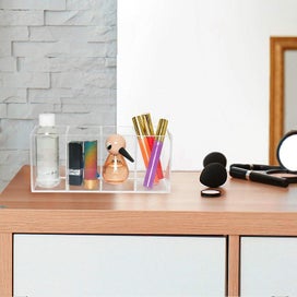 Listing 5 of 5 for Acrylic Pen Holder 4 Compartments,clear Pen Holder Organizer Makeup Brush Holder