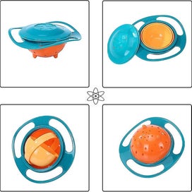 Listing 3 of 5 for Baby Food Grade Anti-Spill Bowl with Lid - Rotatable Gyroscope Shape, Prevents F