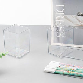 Listing 4 of 5 for Makeup Brush Holder, Transparent Square Desktop Storage Box For Lipsticks