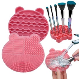 Listing 2 of 4 for Makeup Brush Cleaning Mat, 2 In 1 Silicone Brush, Cleaner Dryer Tray Brush Porta