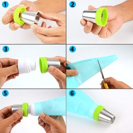 Listing 4 of 5 for Nozzle Set, Professional Stainless Steel Russian Nozzle Attachments Cupcake Dec