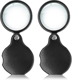 Listing 1 of 5 for 2pcs 10x Small Pocket Magnify Glass Premium Folding Mini Magnifying Glass With R