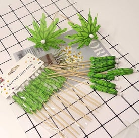 Listing 5 of 5 for 30pcs Tropical Coconut Palm Tree Paper Umbrella Cocktail Picks Parasol Fruit Pic