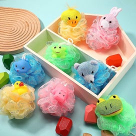 Listing 5 of 5 for 8 Pieces Bath Sponges Animal Kids Loofah Bath Pouf Mesh Bath Sponges Colorful Ca