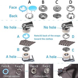 Listing 4 of 5 for 200pcs Snap Buttons Set Of Solid Hollow Buttons - 10 Colors Sewing Snap Buttons