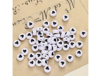 Listing 6 of 9 for Resin White Flat Round Black Letter English Alphabet Beads Box For Jewelry
