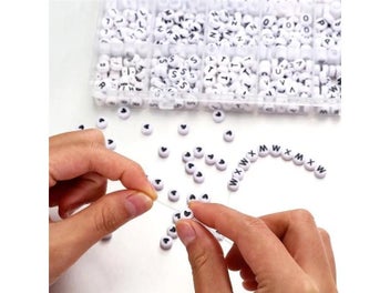 Listing 7 of 9 for Resin White Flat Round Black Letter English Alphabet Beads Box For Jewelry