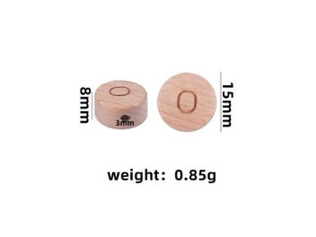 Listing 7 of 9 for 10pcs Organic Wooden English Beads Beech Wood Flat Round Alphabet Letter Beads