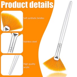 Listing 5 of 5 for 14 Pieces Fan Mask Brushes Facial Mask Applicator Brush Soft Fan Brushes Acid Ap