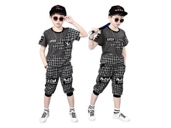 Listing 5 of 9 for Summer Kids Clothes Sets For Boys 4 6 8 9 10 12 Years Fashion Splicing Short