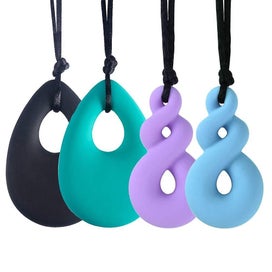Listing 2 of 4 for Chew Necklace For Baby Boys And Girls 4 Pack Silicone Teething Necklace