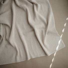 Listing 3 of 3 for Mushie Knitted Blanket Ribbed - Beige Melange