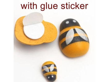 Listing 6 of 10 for Yellow Wooden Bee Self-Adhesive Sticker Flat-back Carving Handicraft Wedding