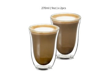 Listing 3 of 9 for Set Of 2 270ml High Quality Borosilicate Double Wall Coffee Cups For Drinks
