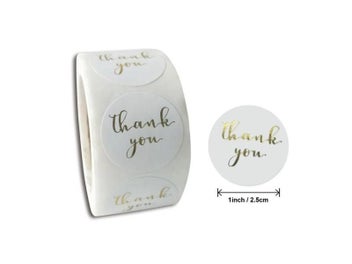 Listing 4 of 10 for 100-500pc Round Gold Labels Thank You Kraft Stickers 1 Inch Wedding Pretty Gift