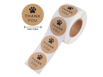 Listing 6 of 10 for 100-500pc Round Gold Labels Thank You Kraft Stickers 1 Inch Wedding Pretty Gift