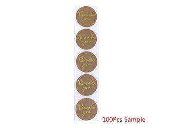 Listing 8 of 10 for 100-500pc Round Gold Labels Thank You Kraft Stickers 1 Inch Wedding Pretty Gift