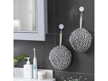 Listing 5 of 9 for Hanging Chenille Hand Towel Ball With Hanging Loops For Kitchen Bathroom