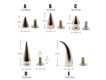 Listing 5 of 10 for 10 Sets Metal Decor Punk Bullet Warhead Spike Cone Screwback Rivet Stud For DIY