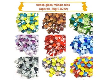 Listing 3 of 16 for 90pcs (Approx. 80g/2.82oz) 1cm Square Glass Mosaic Tiles DIY Mosaic Craft