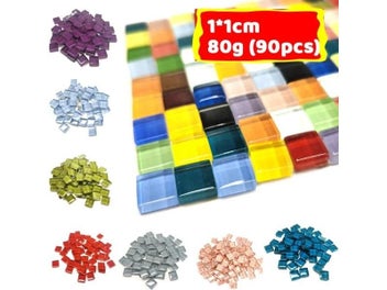 Listing 5 of 16 for 90pcs (Approx. 80g/2.82oz) 1cm Square Glass Mosaic Tiles DIY Mosaic Craft