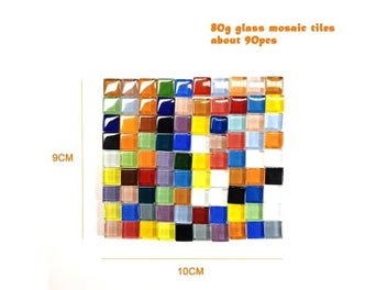 Listing 6 of 16 for 90pcs (Approx. 80g/2.82oz) 1cm Square Glass Mosaic Tiles DIY Mosaic Craft