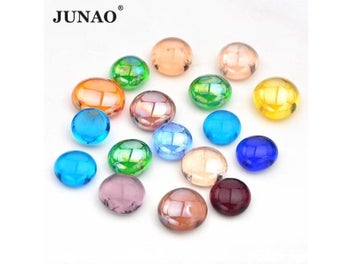 Listing 3 of 10 for JUNAO 20pcs Mix Color Glass Mosaic Tiles Stones Round Cabochons DIY Mosaic For
