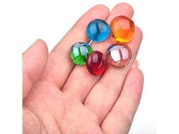 Listing 4 of 10 for JUNAO 20pcs Mix Color Glass Mosaic Tiles Stones Round Cabochons DIY Mosaic For