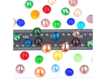 Listing 5 of 10 for JUNAO 20pcs Mix Color Glass Mosaic Tiles Stones Round Cabochons DIY Mosaic For