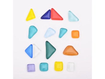 Listing 6 of 10 for JUNAO 20pcs Mix Color Glass Mosaic Tiles Stones Round Cabochons DIY Mosaic For