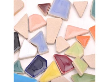 Listing 7 of 10 for JUNAO 20pcs Mix Color Glass Mosaic Tiles Stones Round Cabochons DIY Mosaic For
