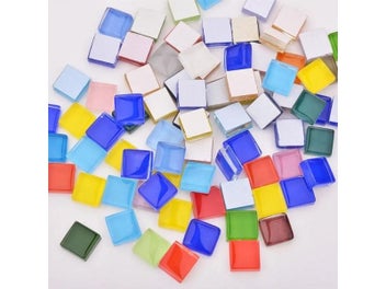 Listing 8 of 10 for JUNAO 20pcs Mix Color Glass Mosaic Tiles Stones Round Cabochons DIY Mosaic For