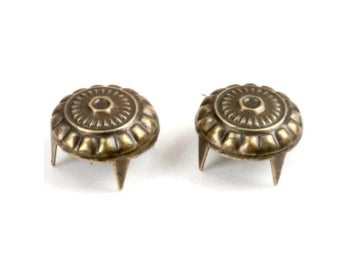 Listing 4 of 9 for 50pcs Mixed Round Metal Bronze Four Fastener Brads Spikes Scrapbooking