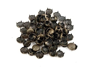 Listing 1 of 9 for 50pcs Mixed Round Metal Bronze Four Fastener Brads Spikes Scrapbooking