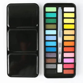 Listing 5 of 19 for Multicolor Solid Watercolor Paint Set Portable Metal Box With Water Color CHK12N