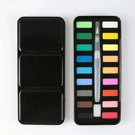 Listing 1 of 19 for Multicolor Solid Watercolor Paint Set Portable Metal Box With Water Color CHK12N