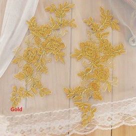 Listing 3 of 20 for Colors Ganza Emboridered Corded Wedding Large Lace Applique for Bridal Dr CHK12N