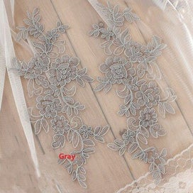 Listing 9 of 20 for Colors Ganza Emboridered Corded Wedding Large Lace Applique for Bridal Dr CHK12N