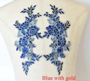 Listing 14 of 20 for Colors Ganza Emboridered Corded Wedding Large Lace Applique for Bridal Dr CHK12N