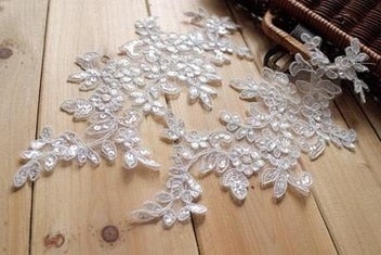 Listing 17 of 20 for Colors Ganza Emboridered Corded Wedding Large Lace Applique for Bridal Dr CHK12N