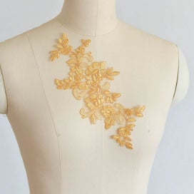 Listing 18 of 20 for Colors Ganza Emboridered Corded Wedding Large Lace Applique for Bridal Dr CHK12N