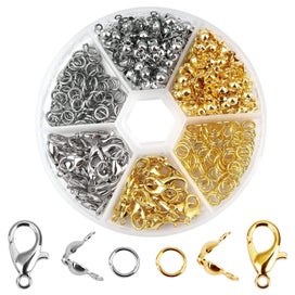 Listing 4 of 20 for 450-860pcs/Box Jewelry Making Kits Lobster Clasp Open Jump Rings End Crim CHK12N