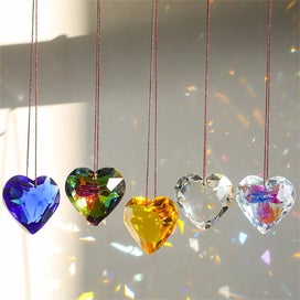 Listing 2 of 19 for Suncatcher Crystal Heart Stained Glass Ball Sun Catcher Rainbow Maker Hom CHK12N