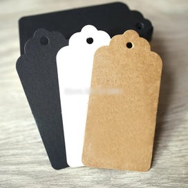 Listing 2 of 19 for Kraft Gift Tags Scalloped Edge Wedding Party Paper Tag Price Label Hang T CHK12N