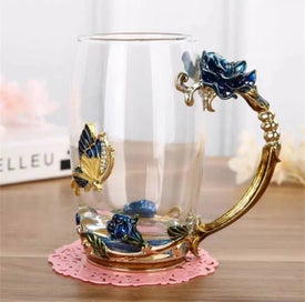 Listing 1 of 19 for Hand-made Enamel Coffee Mug Crystal Cup Milk Lemon Flower Tea Cup High-gr CHK12N