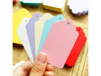 Listing 3 of 10 for 50pcs Colorful Paper Label Tags Handmade Wedding Favors Craft Gift Hang Tag