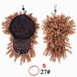 Listing 14 of 19 for Leeons New Synthetic Afro Kinky Curly Hair Bangs Puff Hair Bun Drawstring Ponyta